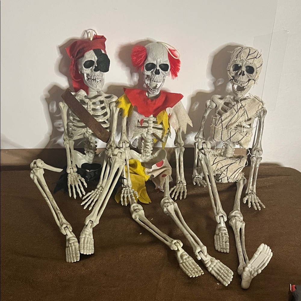 😀Posable skeletons pirate clown mummy 2010